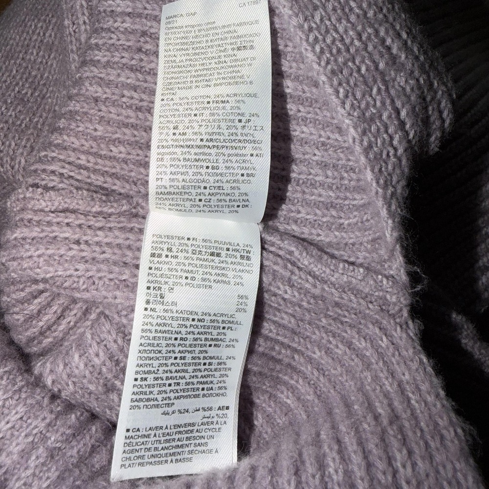 Gap Sweater Womens XL Purple Mock Neck Ribbed Knit Cotton Bld Winter Long Sleeve - Picture 9 of 10
